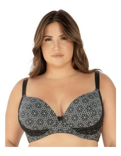 Casey Seamless Contour T-shirt Plunge Bra in Black Mosaic