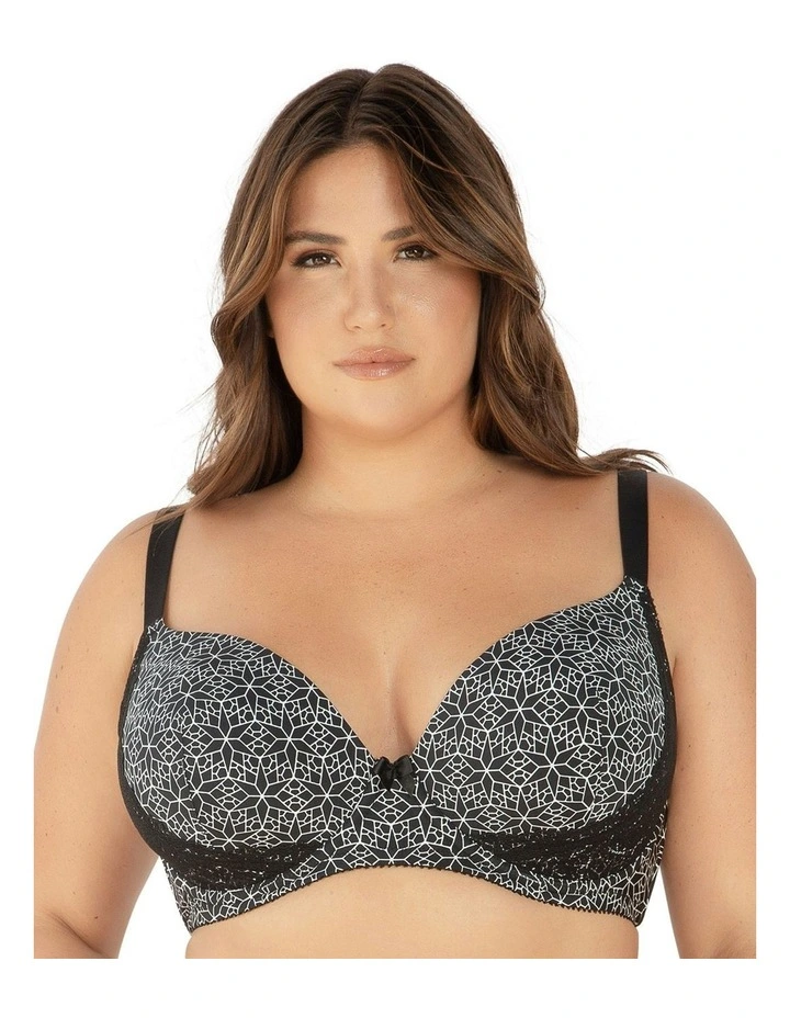 Casey Seamless Contour T-shirt Plunge Bra in Black Mosaic image 1