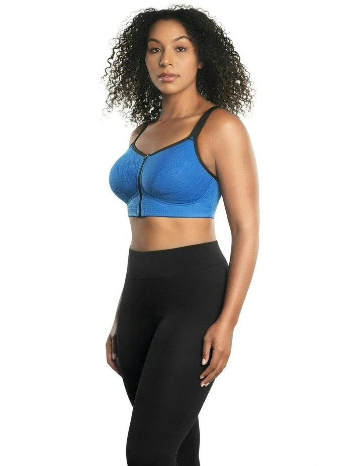 Wave Wirefree Zip Front Sports Bra in Nautical Blue image 4