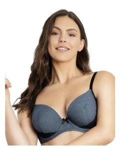 Casey Denim Wired Plunge T-shirt Bra in Dark Blue Denim