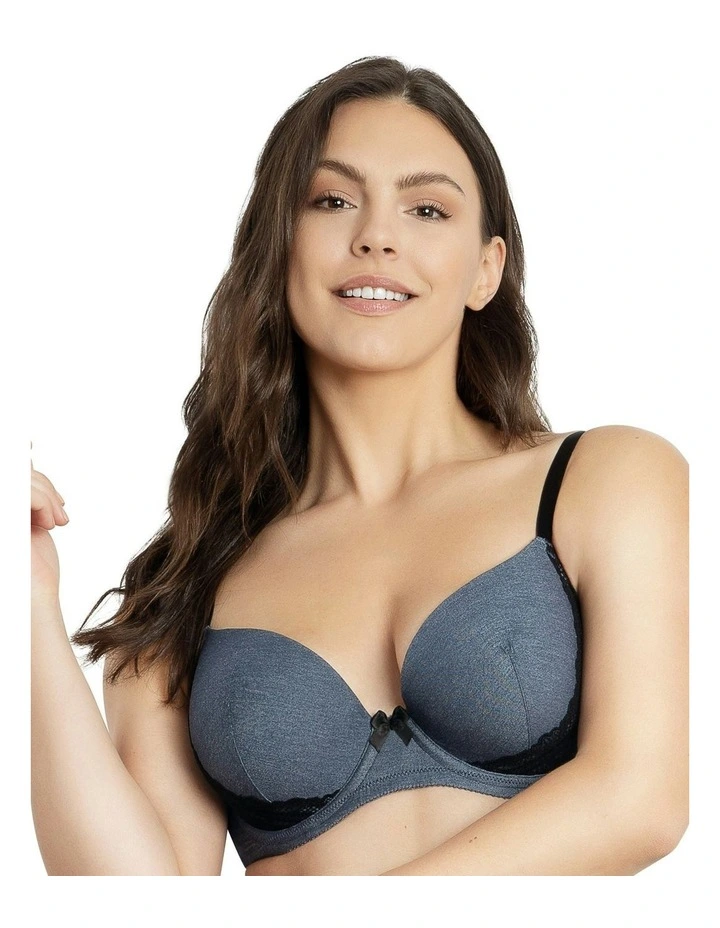Casey Denim Wired Plunge T-shirt Bra in Dark Blue Denim image 1