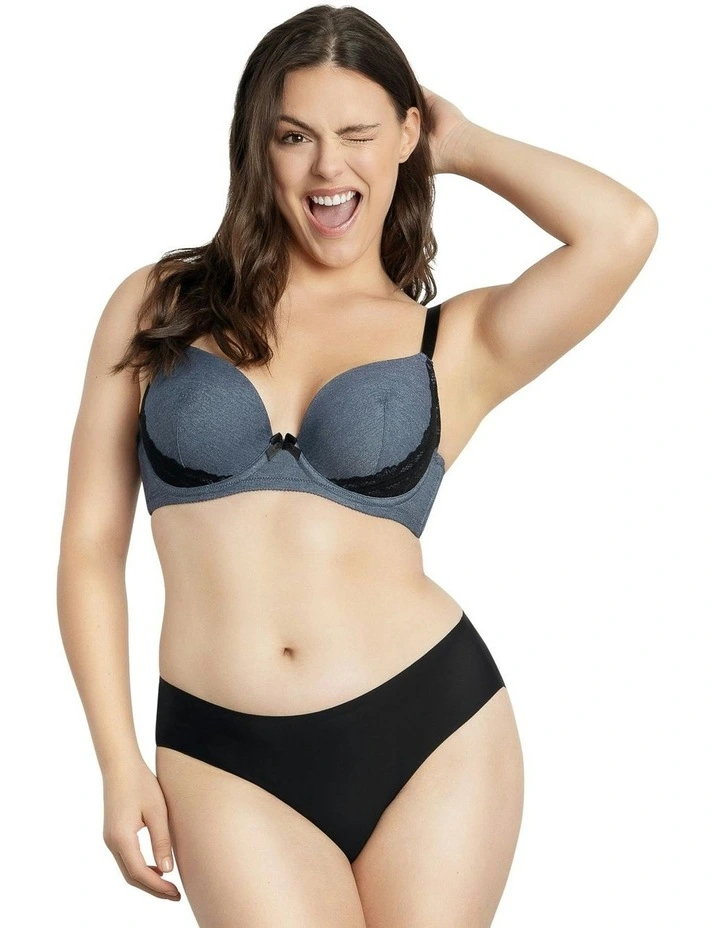 Casey Denim Wired Plunge T-shirt Bra in Dark Blue Denim image 4