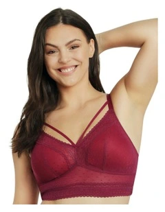 Mia Dot Longline Padded Lace Bralette in Blackberry