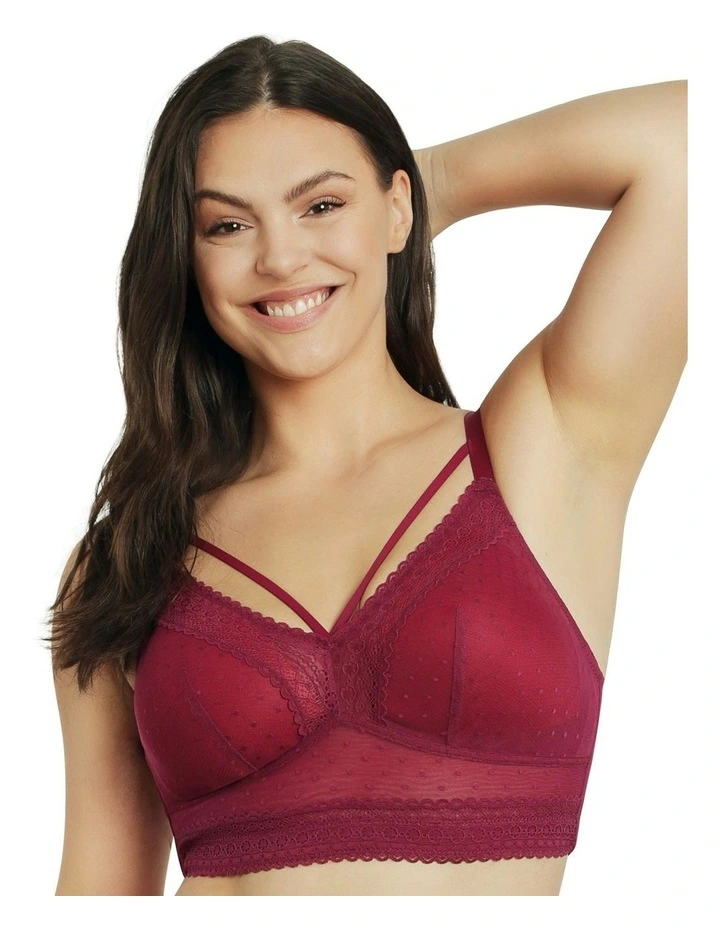 Mia Dot Longline Padded Lace Bralette in Blackberry image 1