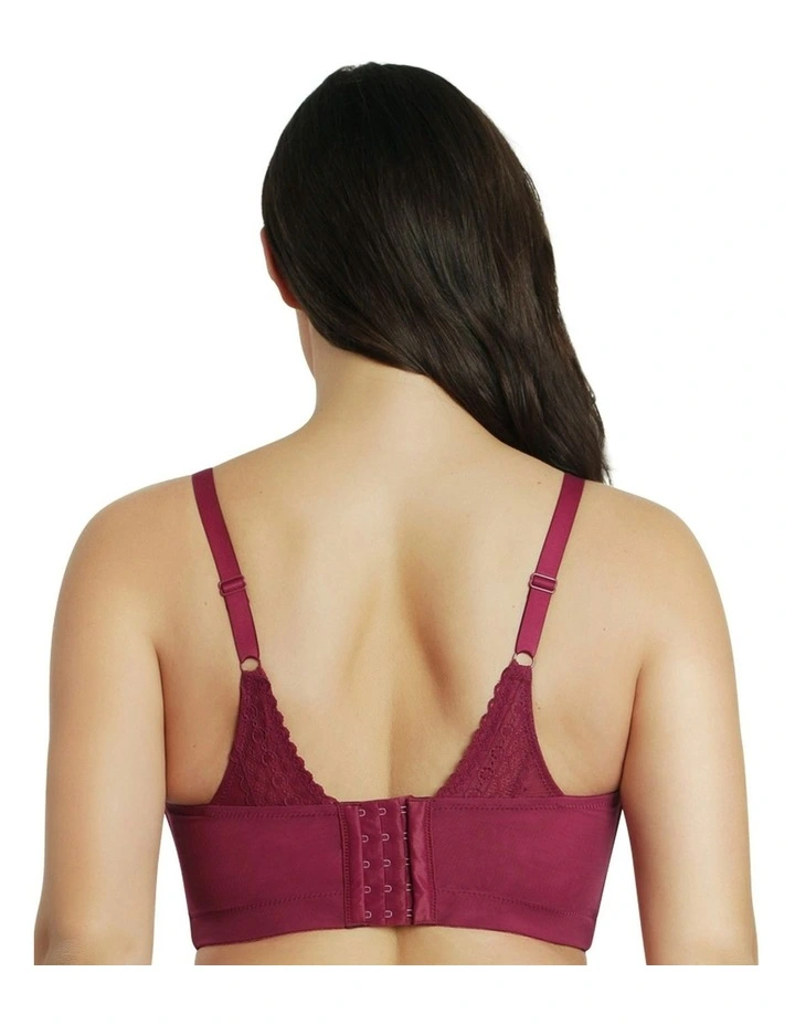 Mia Dot Longline Padded Lace Bralette in Blackberry image 2