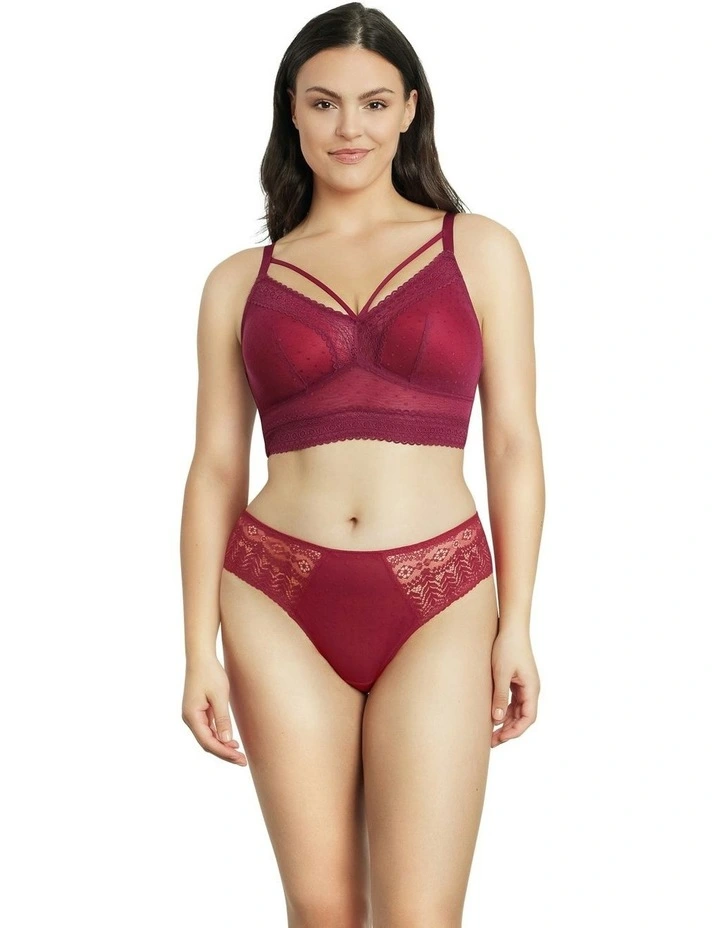 Mia Dot Longline Padded Lace Bralette in Blackberry image 4