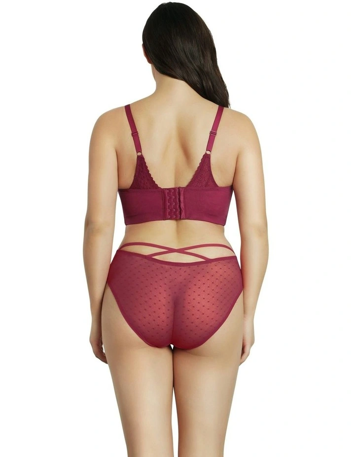 Mia Dot Longline Padded Lace Bralette in Blackberry image 5