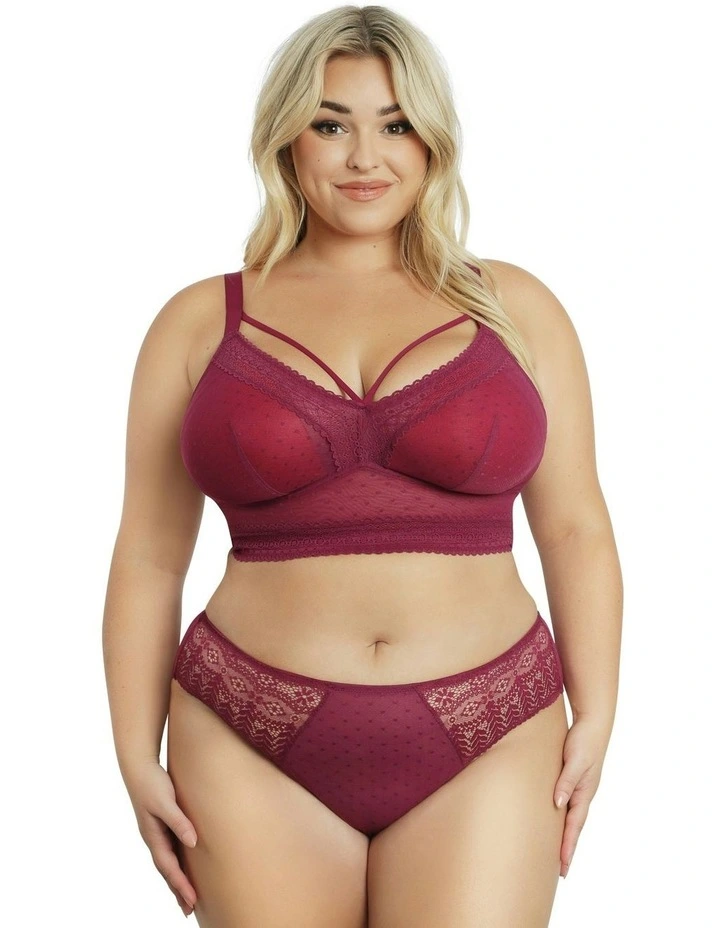Mia Dot Longline Padded Lace Bralette in Blackberry image 7