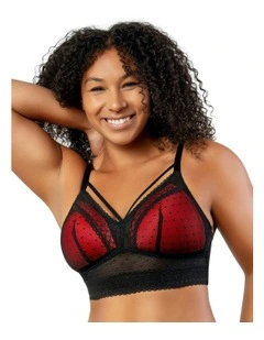 Mia Dot Longline Padded Lace Bralette in Black