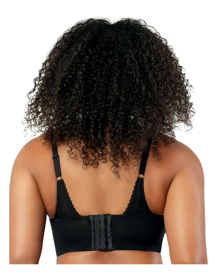 Mia Dot Longline Padded Lace Bralette in Black image 2