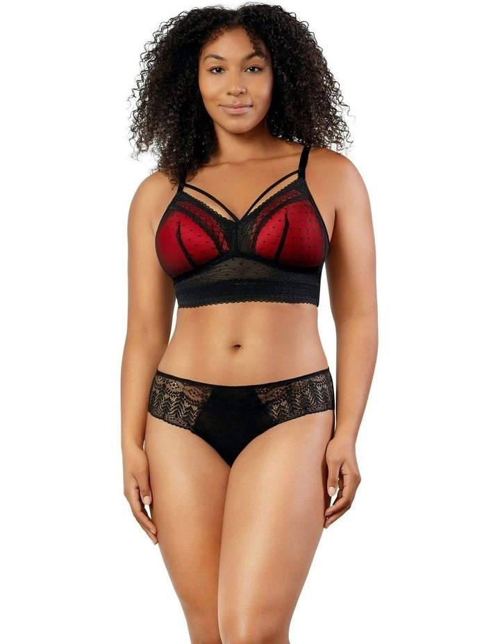 Mia Dot Longline Padded Lace Bralette in Black image 4