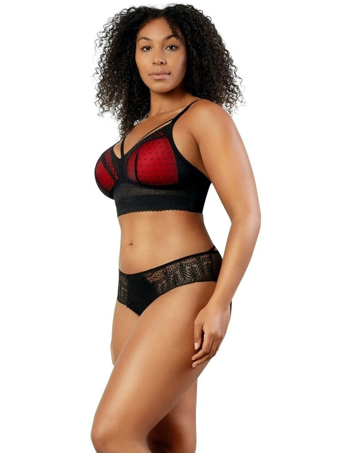 Mia Dot Longline Padded Lace Bralette in Black image 6