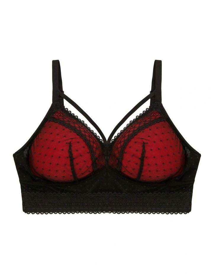 Mia Dot Longline Padded Lace Bralette in Black image 7