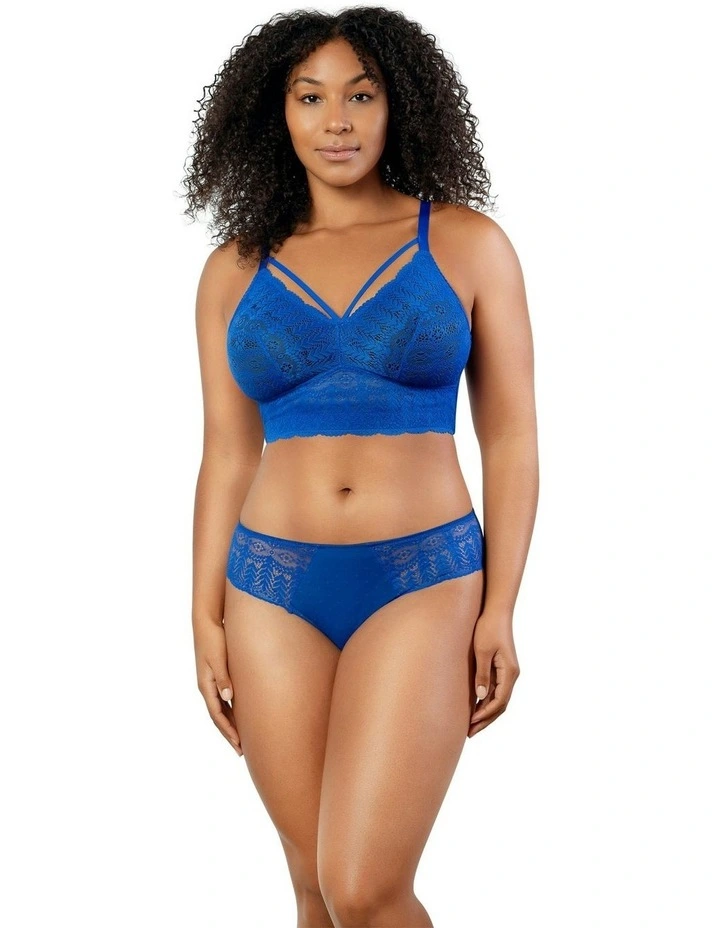 Mia Lace Wireless Longline Lace Bralette in Sapphire image 3