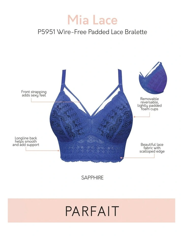 Mia Lace Wireless Longline Lace Bralette in Sapphire image 6