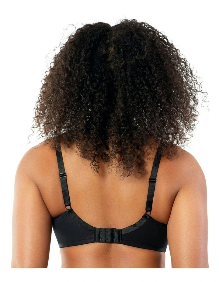Pearl Wired Unlined Full Bust Bra With Embroidery in Black image 2