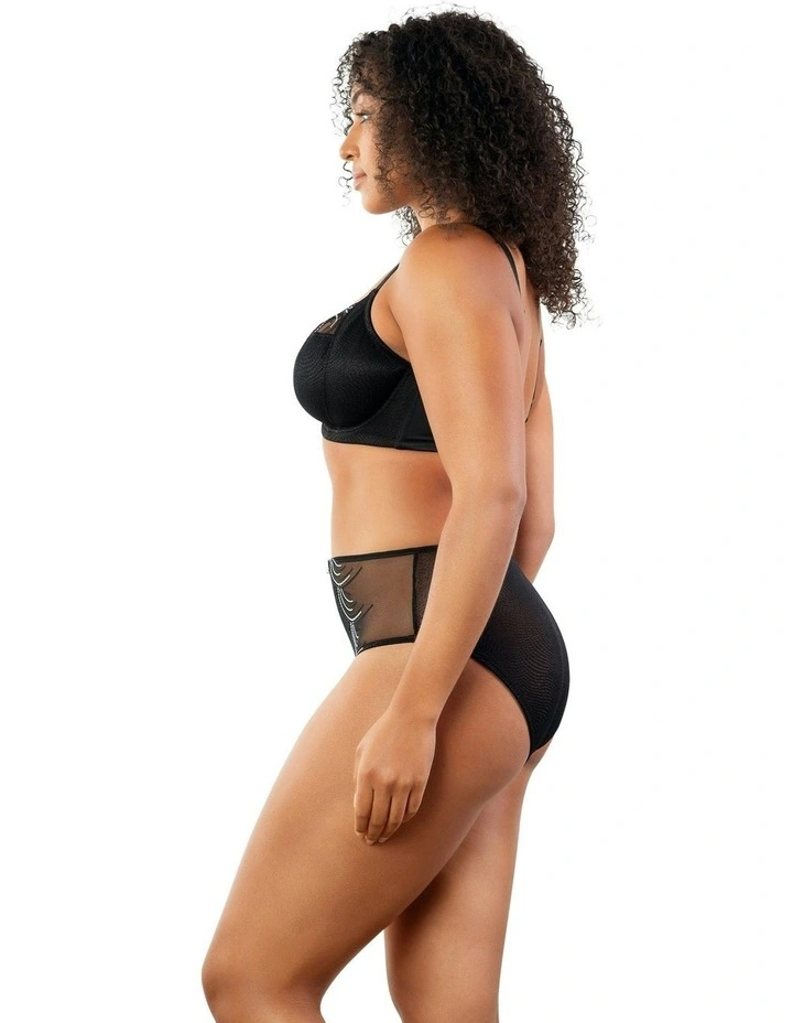 Pearl Wired Unlined Full Bust Bra With Embroidery in Black image 3