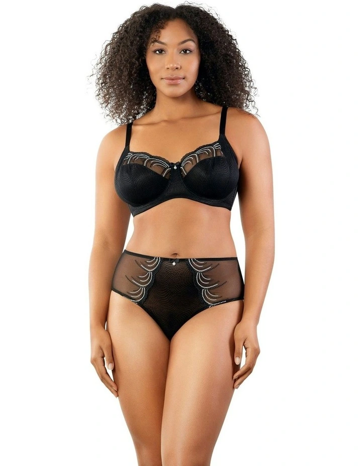 Pearl Wired Unlined Full Bust Bra With Embroidery in Black image 5