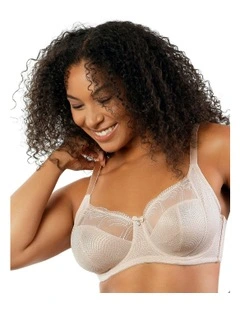 Pearl Wired Unlined Full Bust Bra With Embroidery in Cameo Rose