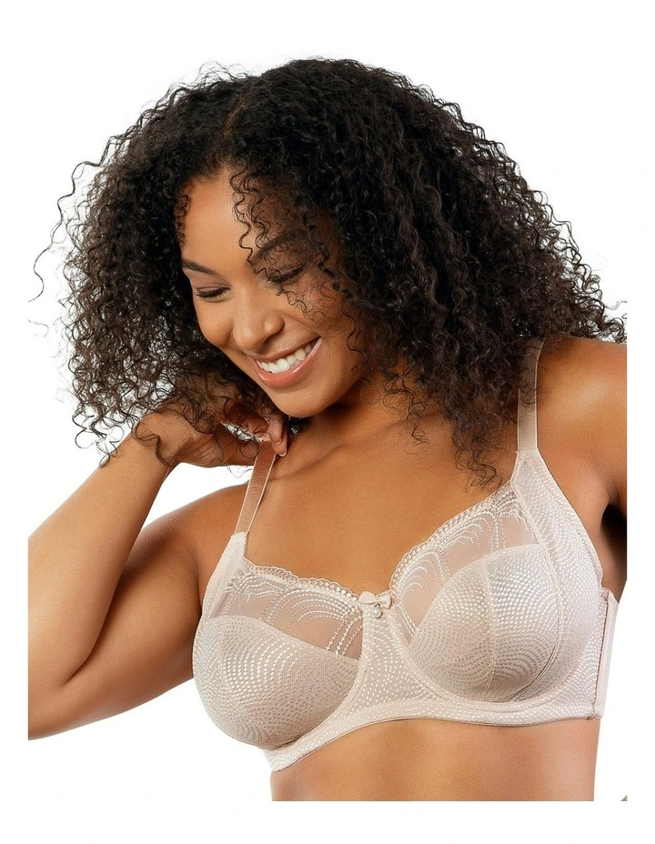 Pearl Wired Unlined Full Bust Bra With Embroidery in Cameo Rose image 1