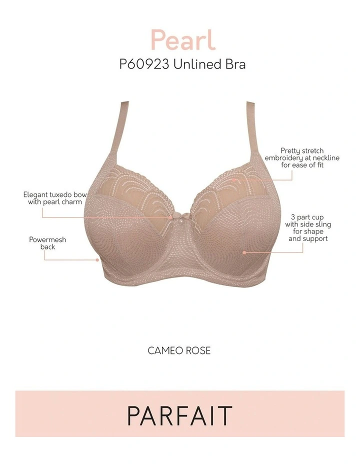 Pearl Wired Unlined Full Bust Bra With Embroidery in Cameo Rose image 7