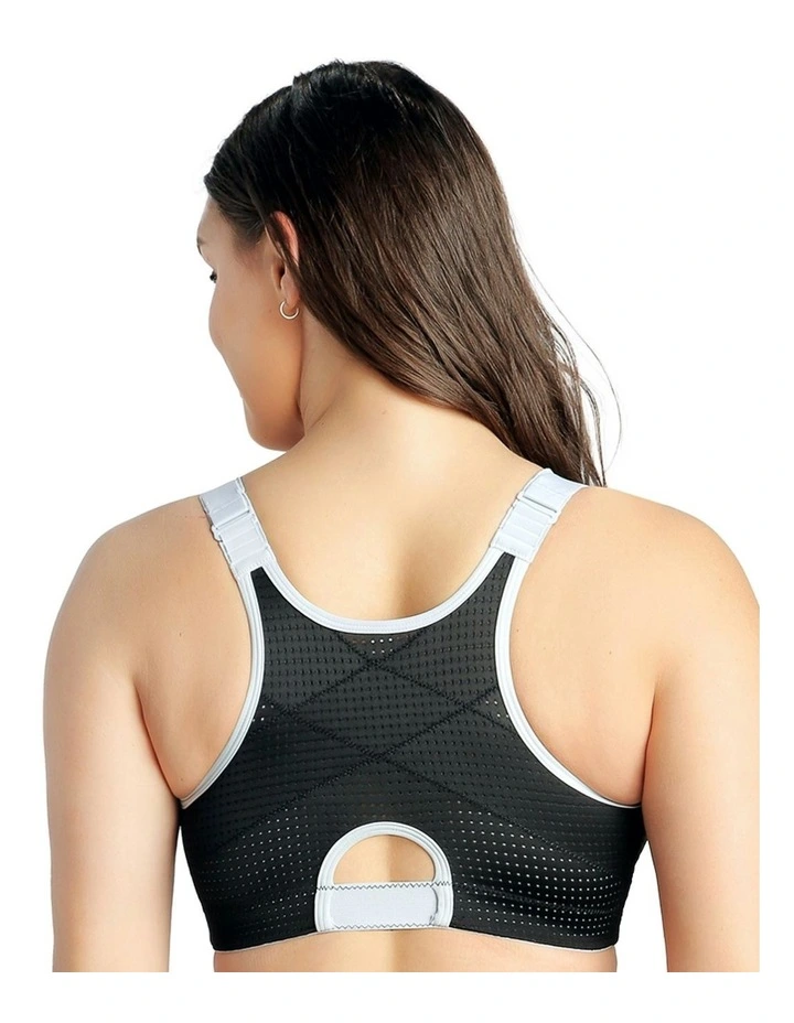 Wave Wirefree Zip Front Sports Bra in Black image 2