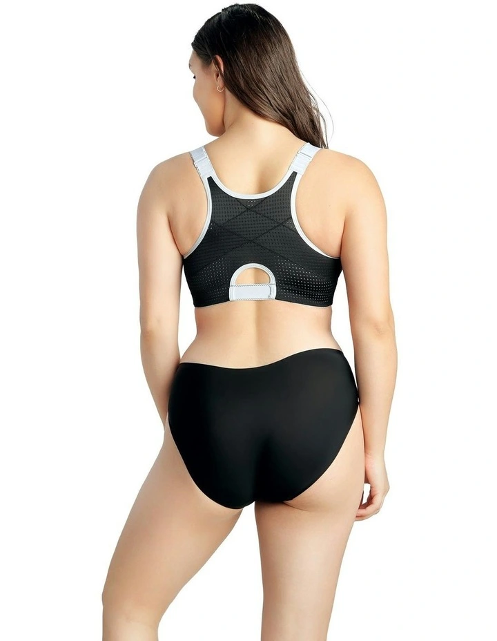 Wave Wirefree Zip Front Sports Bra in Black image 5