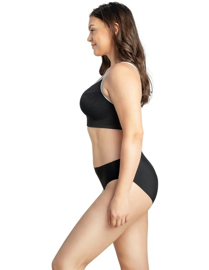 Wave Wirefree Zip Front Sports Bra in Black image 6