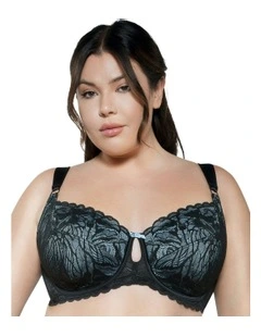 Charlotte Wide Strap Underwire Lace Bra in Black