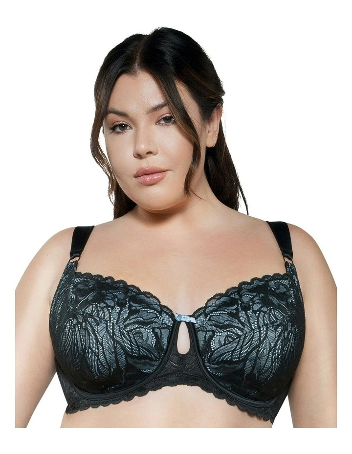 Charlotte Wide Strap Underwire Lace Bra in Black image 1