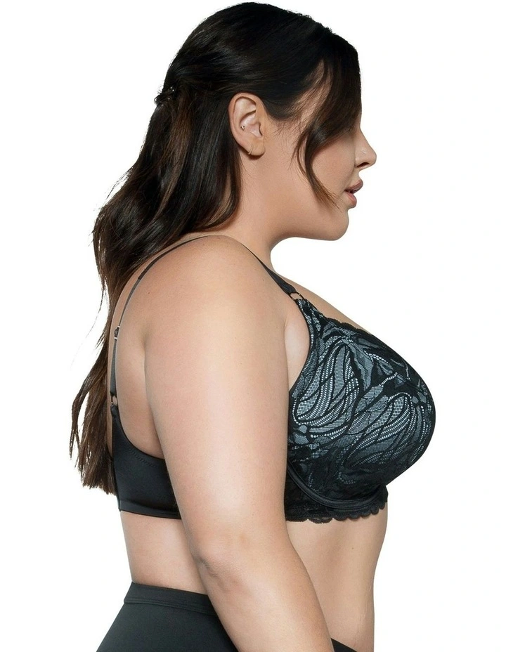 Charlotte Wide Strap Underwire Lace Bra in Black image 3