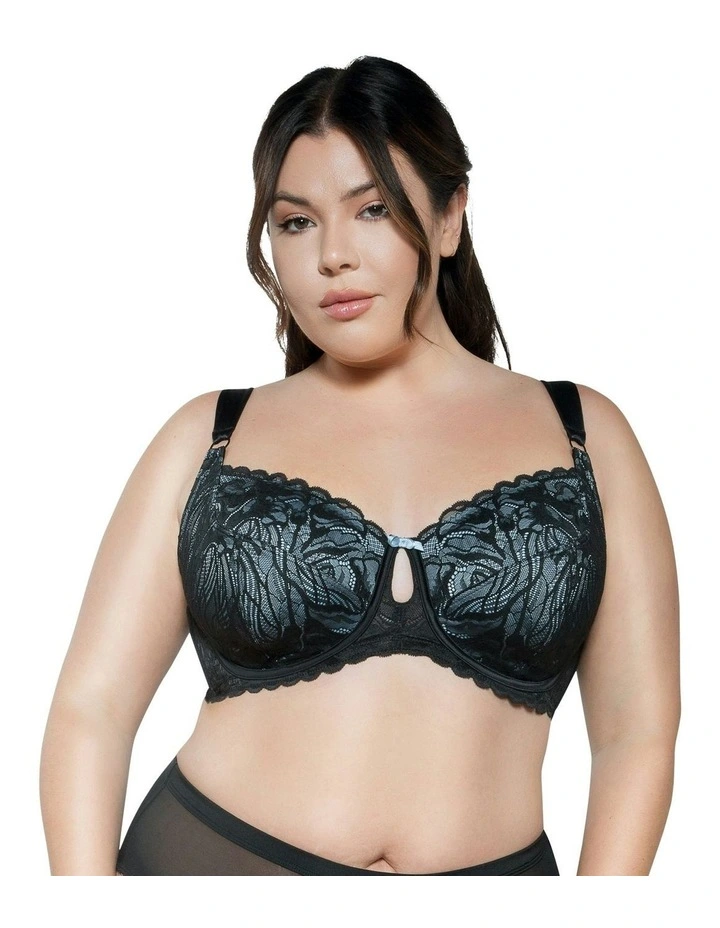 Charlotte Wide Strap Underwire Lace Bra in Black image 4