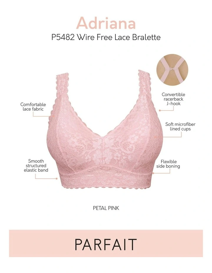 Adriana Wirefree Full Bust Lace Bralette in Petal Pink image 7