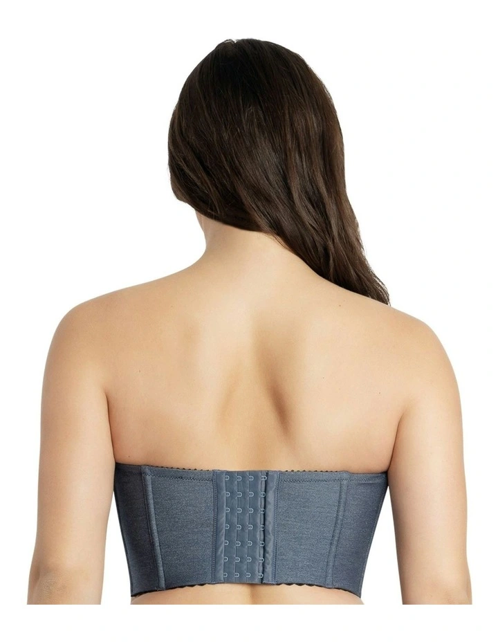 Dolly Wired Denim Longline Bustier Bra in Dark Blue Denim image 2