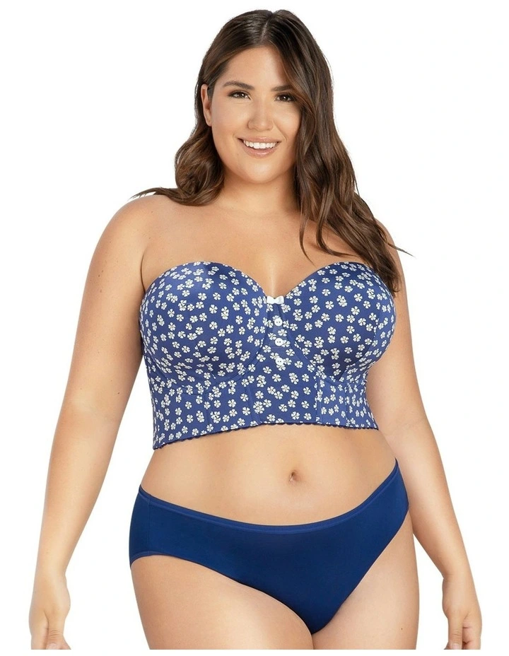 Dolly Strapless Longline Denim Bustier Bra in Blue Daisy image 5