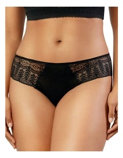 Mia Sheer Mesh & Lace Hipster Brief in Black