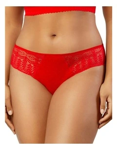 Mia Sheer Mesh & Lace Hipster Brief in Racing Red