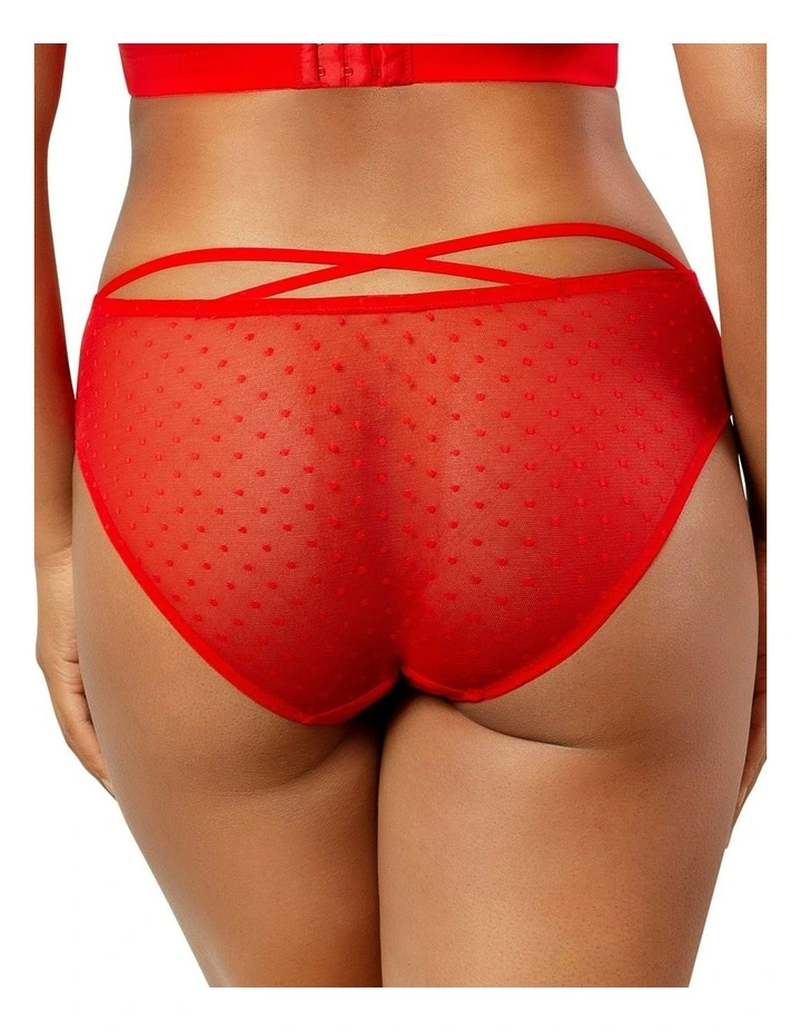 Mia Sheer Mesh & Lace Hipster Brief in Racing Red image 6