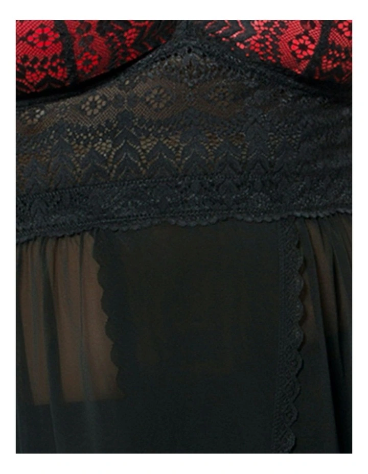 Mia Lace & Mesh Padded Full Bust Chemise in Black image 6