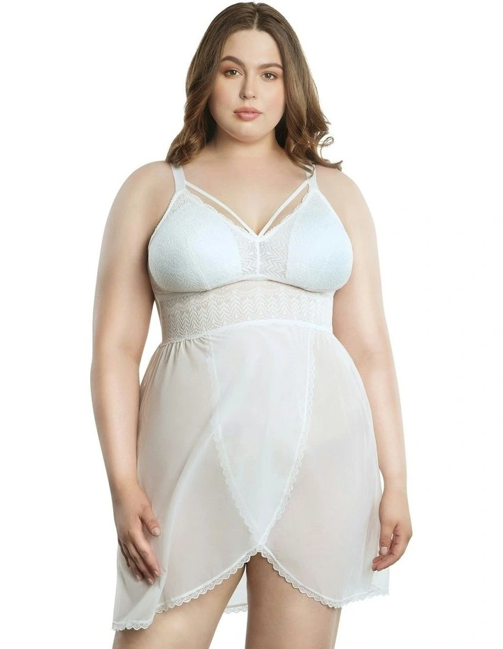 Mia Lace & Mesh Padded Full Bust Chemise in Pearl White image 4