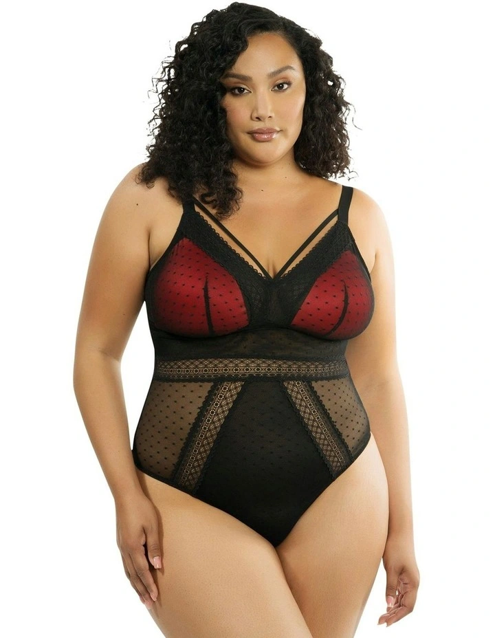 Mia Dot Wireless Thong Bodysuit in Black image 1