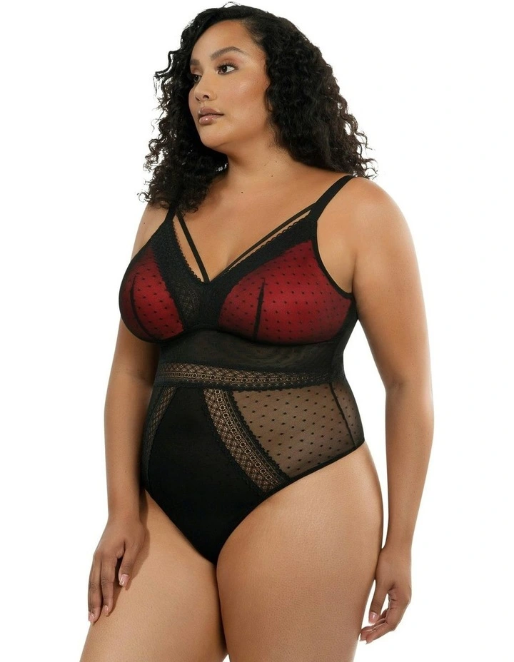 Mia Dot Wireless Thong Bodysuit in Black image 6