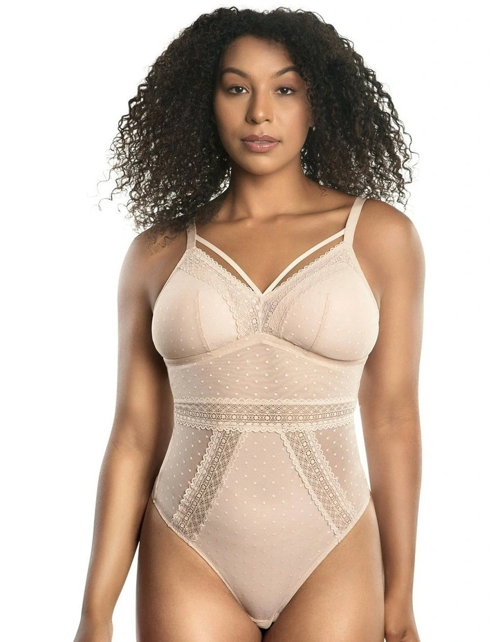 Mia Dot Wireless Thong Bodysuit in Cameo Rose image 1