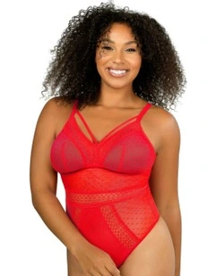 Mia Dot Wireless Thong Bodysuit in Racing Red