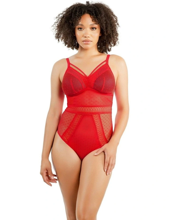 Mia Dot Wireless Thong Bodysuit in Racing Red image 4