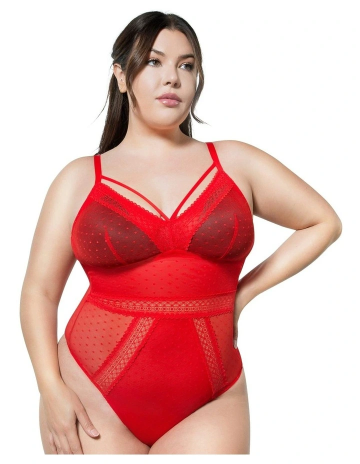 Mia Dot Wireless Thong Bodysuit in Racing Red image 5