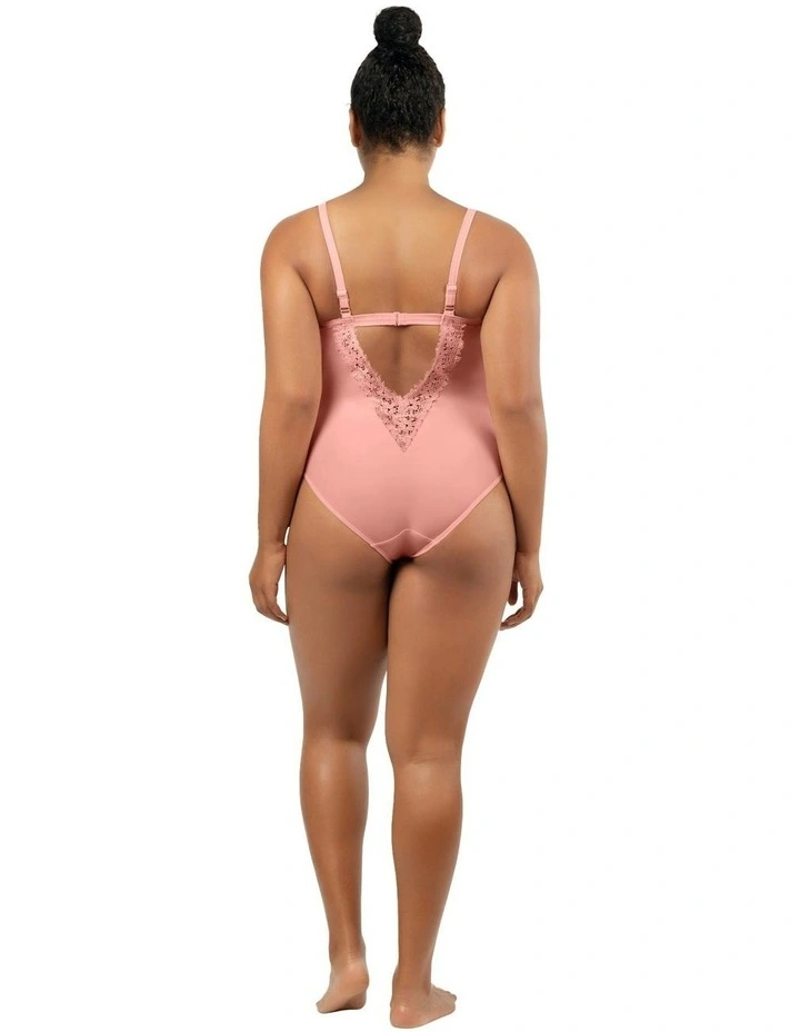 Brigitte Low Back One Piece Swimsuit with Lace in Peach Bud image 2