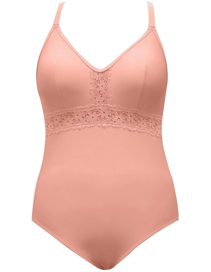Brigitte Low Back One Piece Swimsuit with Lace in Peach Bud image 5