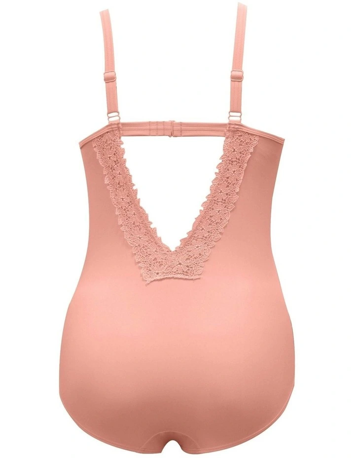 Brigitte Low Back One Piece Swimsuit with Lace in Peach Bud image 6