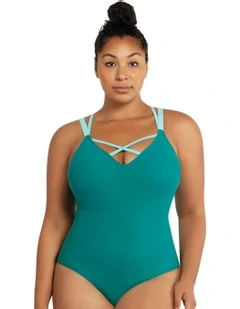Lauren Wirefree Low Back One Piece Swimsuit in Dark Mint